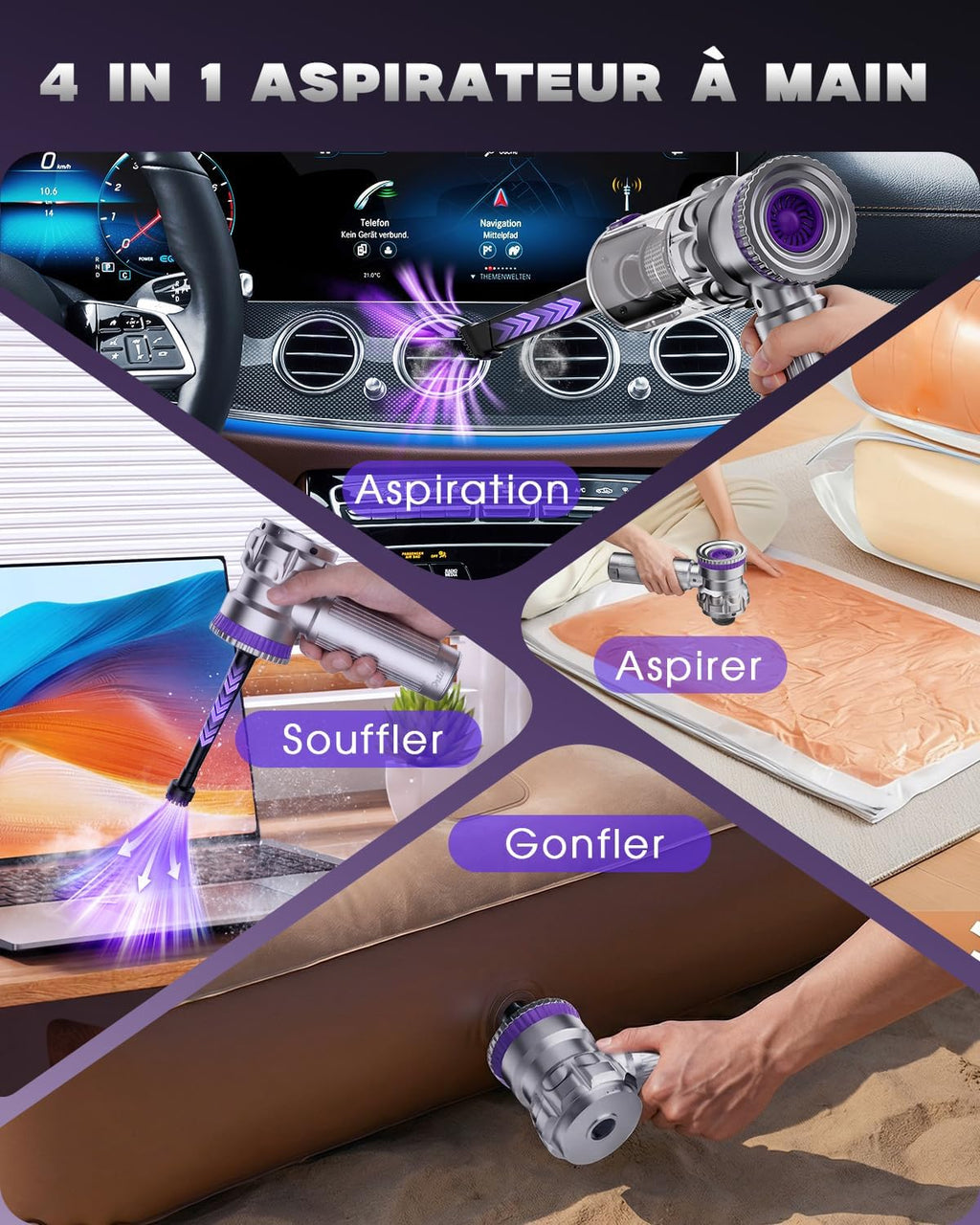 Aspirateur sans fil UVC multi-fonction