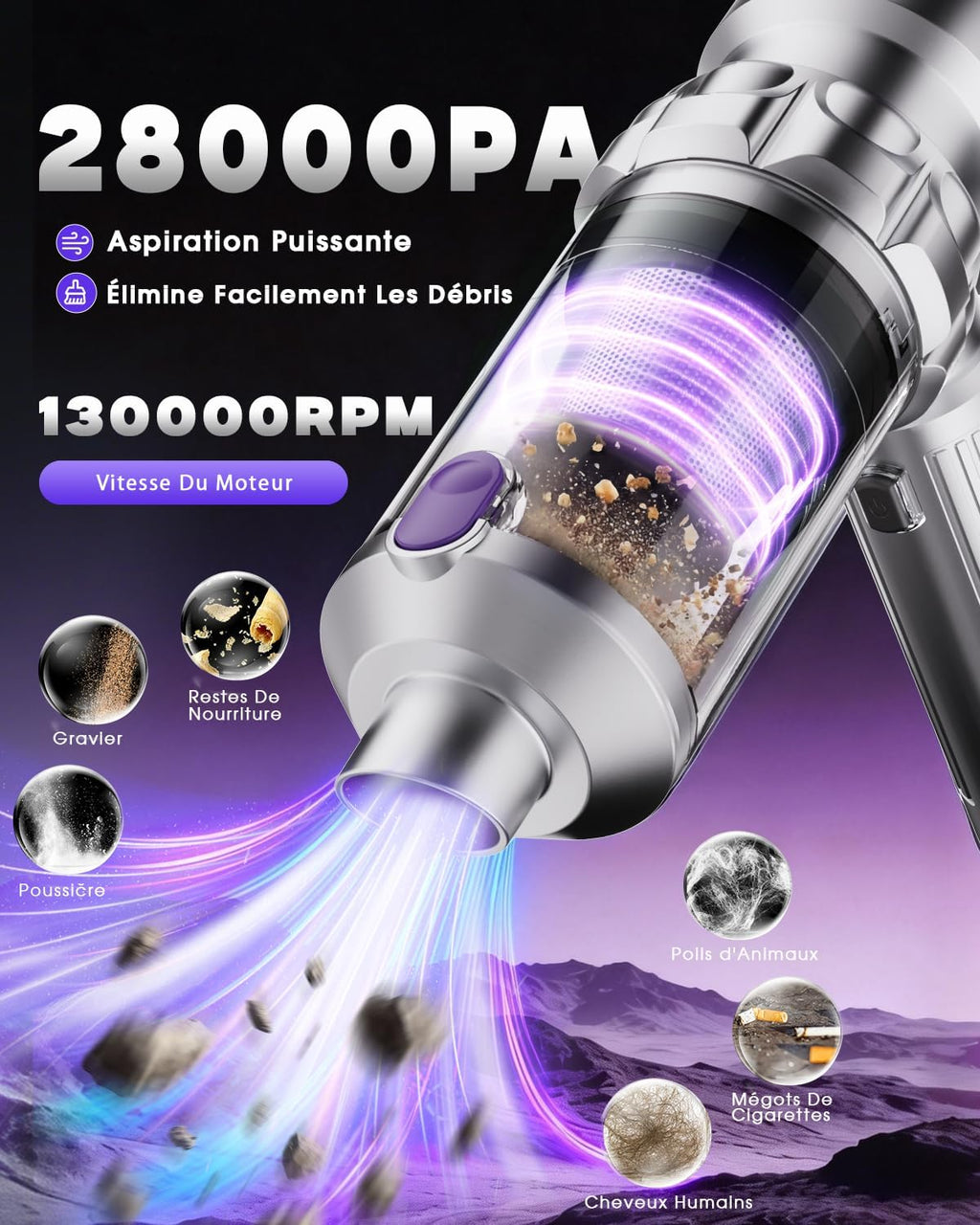 Aspirateur sans fil UVC multi-fonction